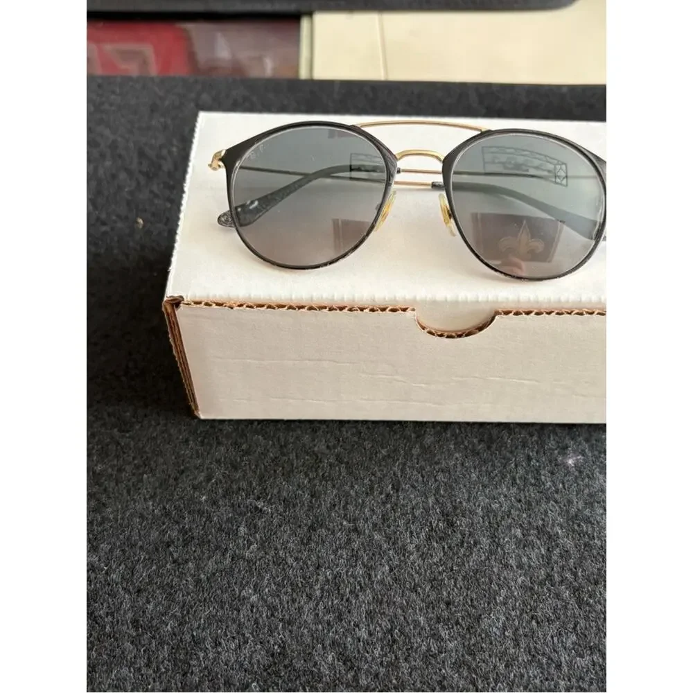 Ray-Ban RB3546 Round Metal Sunglasses Black Gold Unisex Classic